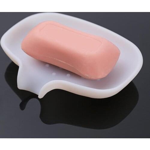 Silicone Non-slip Bathroom Shower Sponge Holder Soap Dish Tray Draining Rack organizer box Home Accessories