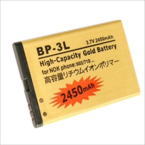 2PCS/LOT BP-3L Golden Battery For NOKIA Lumia 710 610 303 3030 510 603 610C BATTERY BP3L