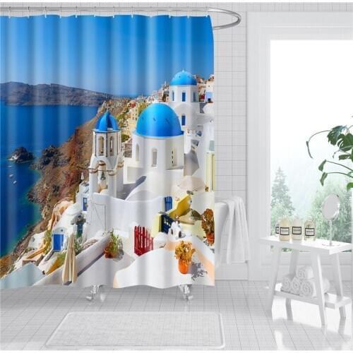 3D Flowers Scenery Shower Curtains Decoration Waterproof Fabric Bath Curtain Bathroom Door Screens