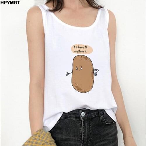 Philosophy of Life Print Summer Women Sexy Tank Tops Lady Casual Fun Potato graphics Harajuku Sleeveless Tshirt Female Vest Top