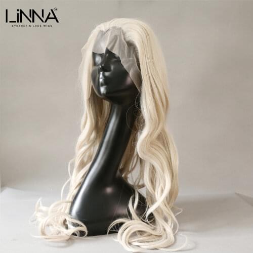 LINNA Synthetic Lace Front Wig For Women 28 Inch Blonde Color Natural Wave Heat Resistant Soft Hair Wig With Natural Hairline