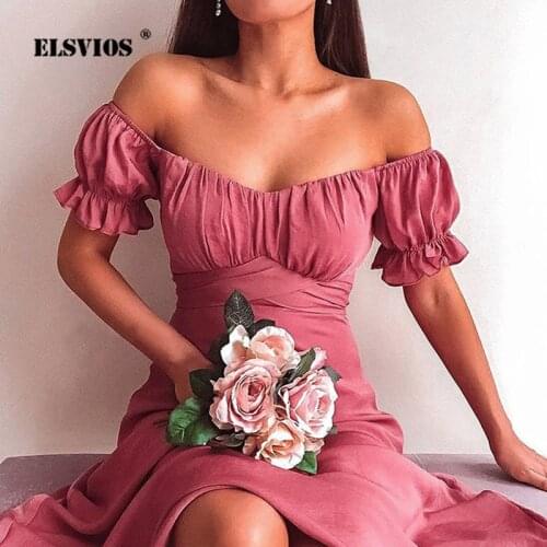 Wrapped Chest Lantern Sleeves Dress Women Sexy High Split Solid Color Midi Dress Summer Office Lady Short Sleeve Elegant Sundres