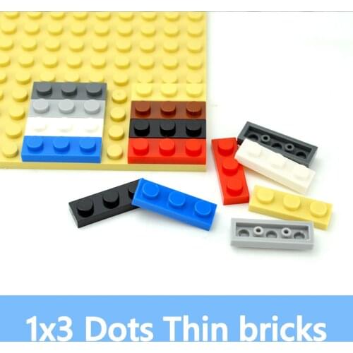 100PCS DIY Building Blocks 1*3 Dots Thin Figures Bricks 1x3 Dots Educational Creative Size Compatible With 3623 Toy for Children