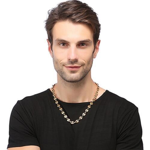 11mm Mens Stainless Steel Thick Coffee Bean Link Chain Necklace for Men Boyfriend Dad Husband Jewelry Gift 24 Inch