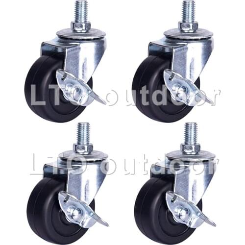 4PCS Heavy Duty Caster Wheels With Screw Rubber Swivel No Noise for Furniture With Brake