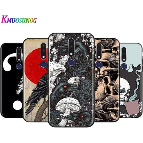 Bright Black Cover Evil crow skull flower for OPPO Reno 4 3 Pro 10X Zoom 2 Z F ACE X2 Pro 5G A5 A9 2020 Phone Case