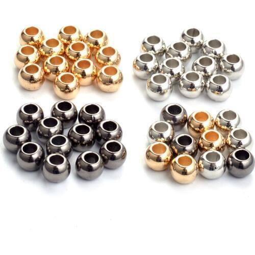 100pcs Gold Rhodium Color Dia 4 6 8 10 12mm Big Hole Beads Spacer Beads For Diy Jewelry Making CCB (not metal ) Accessories