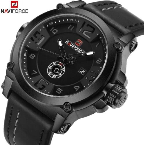 NAVIFORCE Fashion Top Brand Luxury Simple Men Watch Calendar Week Display Leather Strap Sport Quartz Watch Relogio Masculino