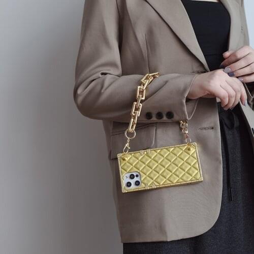 For iphone 12 11 pro Xs max XR X 8 7 plus Phone Case High-end Luxury Handbag Square Portable Silicone Case Anti-fall Back Cover