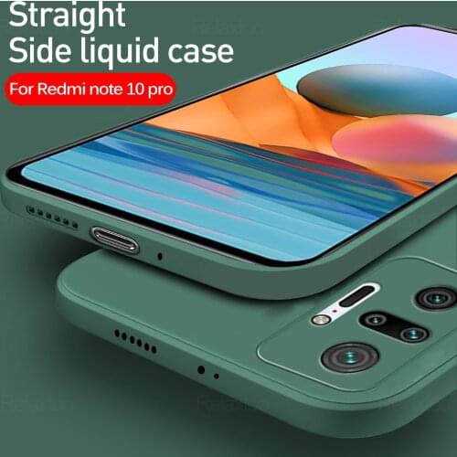 For Xiaomi Redmi Note 10 Pro Case Square Liquid Silicone Phone Cover Redme Note10 4G Nota 10s Camera Shockproof Protection Coque
