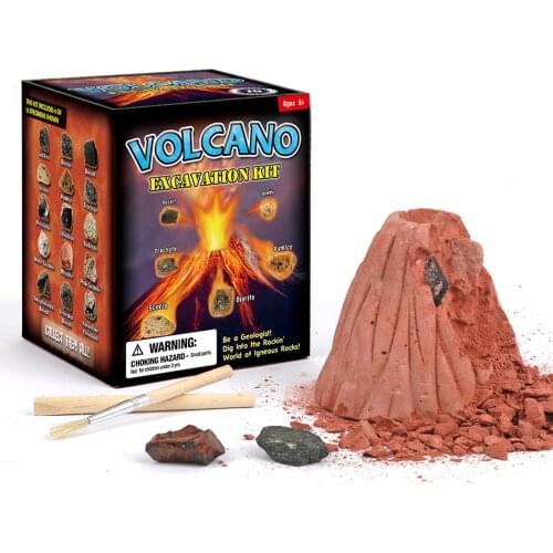 Kids Volcano Excavation Kit Children Educational Toy Volcano Eruption Blind Box (Volcanic Block + Chisel + Brush + Booklet)