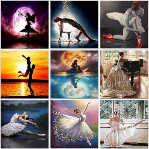 GATYZTORY Diamond Painting Full square Portrait Diamond Embroidery Ballet Cross Stitch Girl Rhinestones Art Home decor