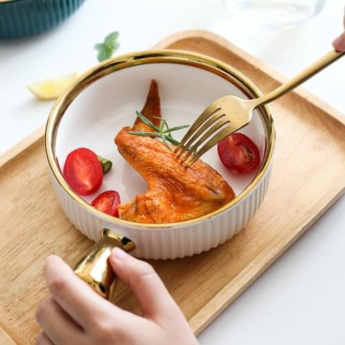 Ceramic Baking Bowls With Handle Nordic Phnom Penh Fruit Salad Bowl Breakfast Instant Noodle Container Household Tableware