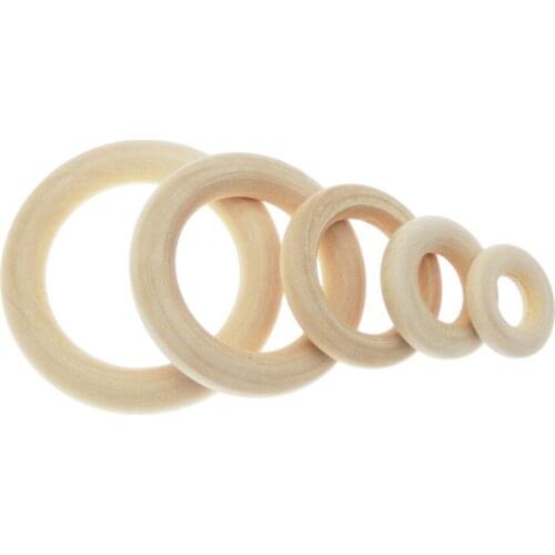 Julie Wang 10PCS 20-50mm Natural Wood Circle Charms Unfinished Wooden Rings Pendant Connector Jewelry Making Accessory Decor