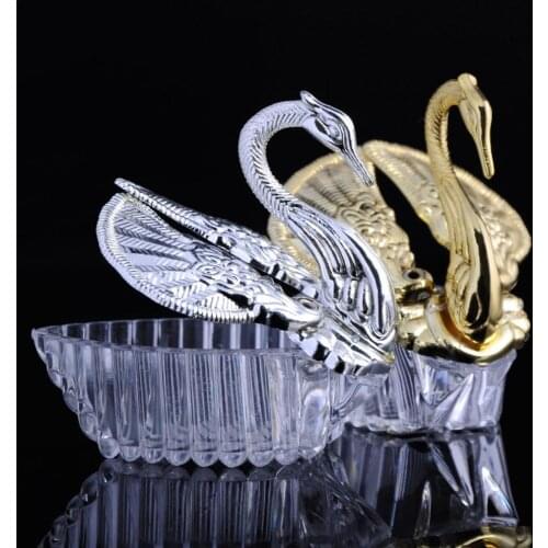1pcNew Wedding Favor Boxes Acrylic Swan With Beautiful Lily Flower Wedding Gift Candy Favors Novelty Baby Shower Candy Boxes