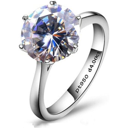 LESF Halo Rings For Women 4 Carat Solitaire Wedding Rings 925 Silver Round Cut Zirconia Engage Rings Engagement