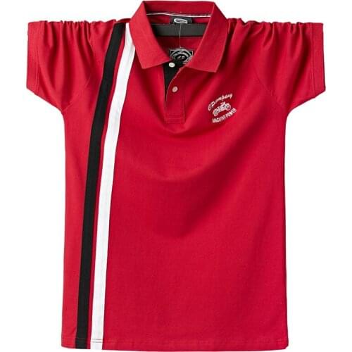 Summer Men Casual Fashion Brand Short Sleeve Male Polo Shirt Embroidery Striped Polos Shirts Para Hombre Clothes Plus Size 6XL