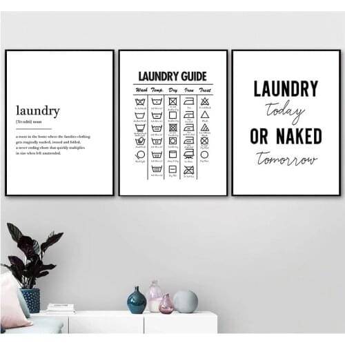 Laundry Today Room Wall Decor Laundry Symbols Guide Art Canvas Painting Print Poster Laundry Room Wall Picture Decoration YX138