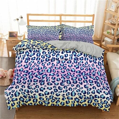 New 3D Bedding Colorful Leopard Duvet Cover Pillowcase 2/3pcs Twin Queen King Size Bed Clothes for Adult Luxury Home Textiles