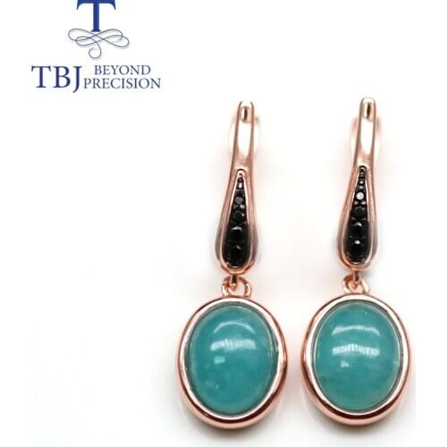 NEW Dangling amazonite clasp earring Oval cut 8*10mm 6ct up natural gemstone jewelry 925 sterling silver fine jewelry for women