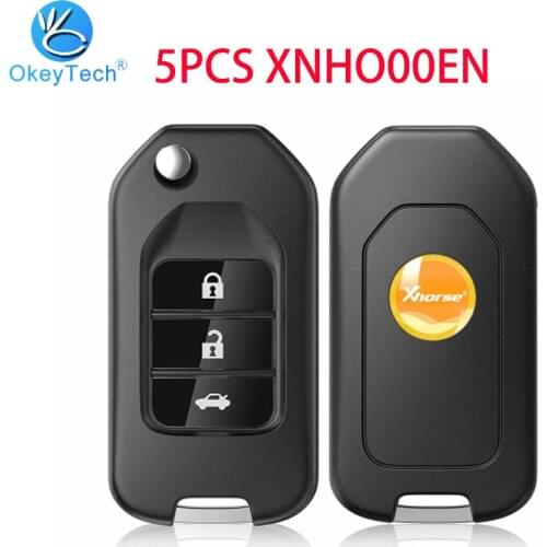 OkeyTech 5Pcs/lot Xhorse XNHO00EN Flip 3 Buttons Wireless Remote Control Car Key For Honda Replacement For Xhorse VVDI Key Tool