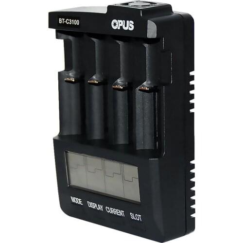 OPUS BT-C3100 V2.2 Universal Four Slots Smart Rechargeable Battery Charger For Li-ion NiCd NiMH AA AAA NIMH 10440 18650Batteries
