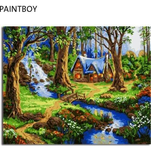 PAINTBOY Landscape Framed Pictures Painting By Numbers Painting and Calligraphy DIY Coloring By Numbers on Canvas