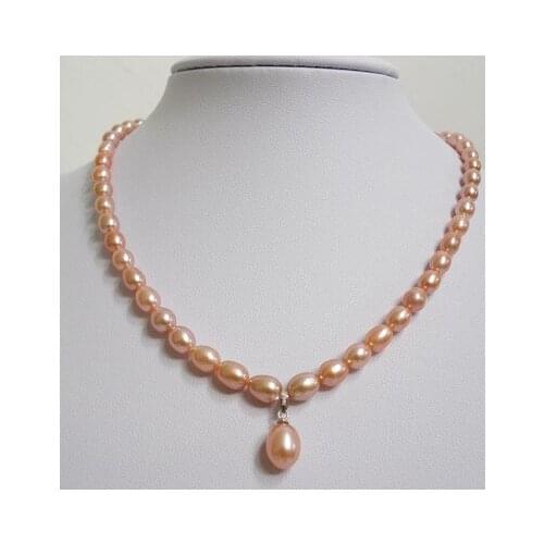 Natural Freshwater 5-6mm Pearl Pendant Silver Buckle Drip Necklace >>>>Free shippingk