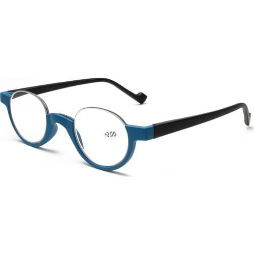 Half Frame Round Shape Pc With Metal Womens Reading Glasses With Cases