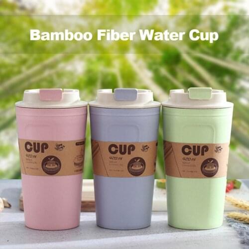 Portable Practical Reusable Bamboo Fiber Coffee Cups Eco Friendly Non-slip Solid Travel Car Mugs Useful Outdoor 420ml