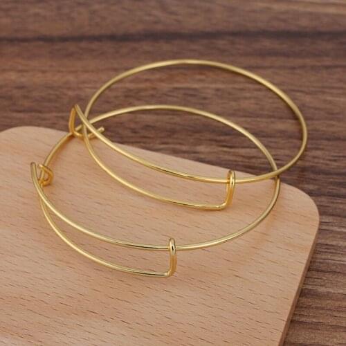 20pcs DIY Copper Silver Gold Plated Simple Wire Adjustable Bangle Bracelet Base Blank Findings DIY Punk Boho Women Men Jewelry