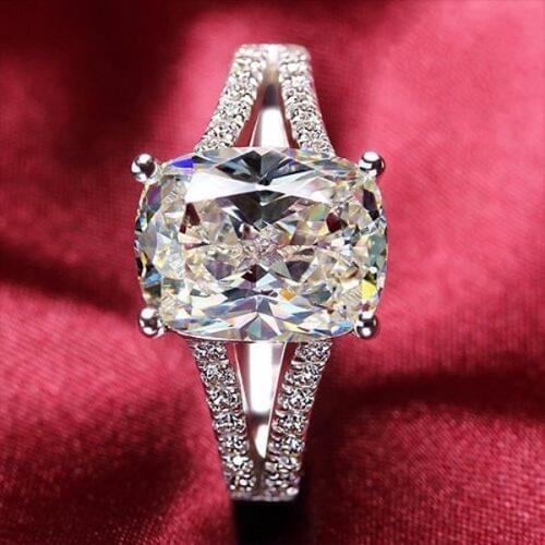 Size 5-11 New Brand Luxury Jewelry 10kt white gold fiulled Cushion Cut Simulated stones Wedding Women Band Ring for Love Gift