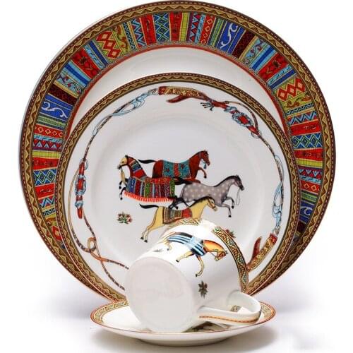 Restaurant Kitchen European Bone China Western Food Plate Afternoon Tea Snack Plate Coffee Cup Saucer dishes