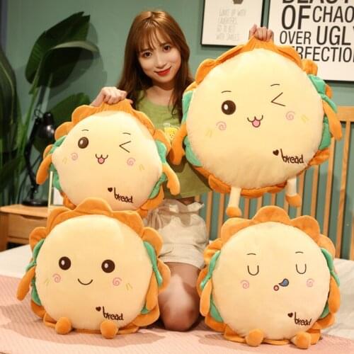 Cute Sunflower Bread Pillow with Blanket Seat Chair Cushion Real life Expression Toast Food Pillow Home Bed Sofa Decoration