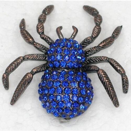 Blue Rhinestone Spider Pin brooches C959 B3