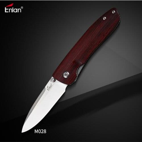 Enlan M028 8Cr13MoV G10 or Wood Handle Folding knife Survival Camping tool Hunting Pocket Knife tactical edc outdoor tool