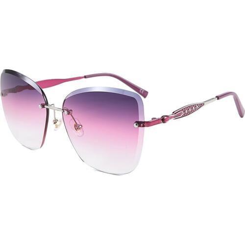 Vintage Rimless Sunglasses Women 2019 Diamond Cutting Sun Glasses for Men Outdoor Summer UV400 Shades Oculos Gafas 55041DF