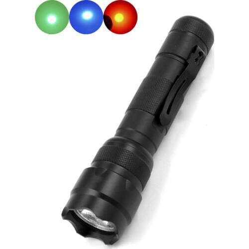 502B Cree LED Flashlight Torch Lights Red Green Blue Light Lantern Flash Light For Hunting Fishing(OP Reflector)