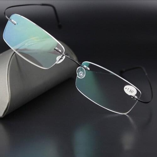 Ultralight Titanium Rimless Rectangular Glasses Spectacles Eyeglass Frame Eyewear