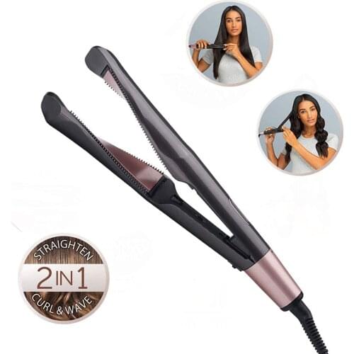 Professional Flat Iron LED Hair Straightener 2 in 1 Ceramic Curling Iron Hair Curler Hair Curling Iron Straightening Machine