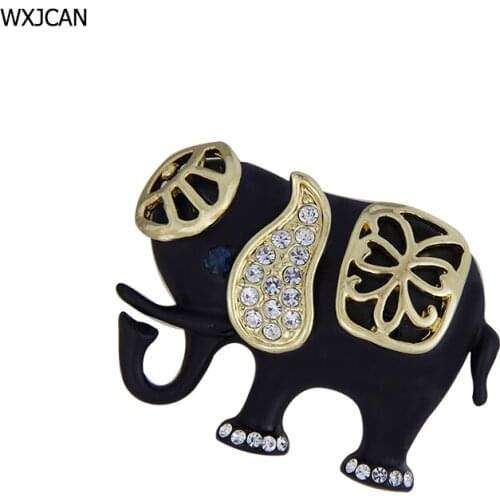 WXJCAN black and gray animal eliphant brooch Rhinestone adorn enamel brooch pins and brooches B5211