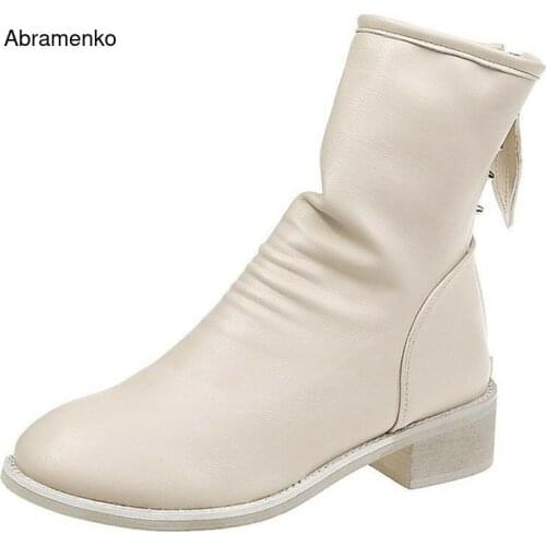 Women Lace Up Martin Boots Ankle Punk Motorcycle Boots Round Toe Ladies Black Soft PU Leather Boots Autumn Shoes Size 35-40