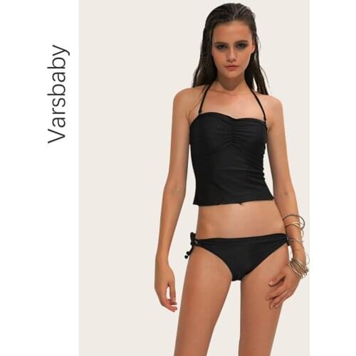 Varsbaby Sexy Seamless Swimsuit Push Up Wire Free Breathable Halter Underwear Bikini