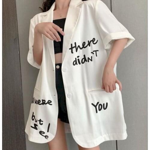 Extra Large Size Suit Jacket Summer Thin Suit Jacket Womens Loose Casual Street Fried Short Sleeve Blazer Women Oversized Tops