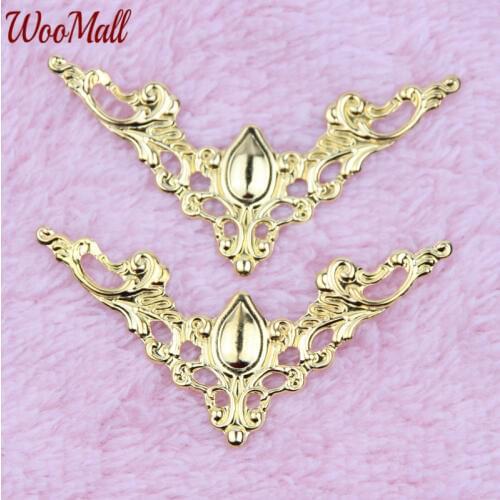 Gold Filigree Triangular Connectors 20Pcs Metal Crafts 57x39mm For Jewelry Making DIY Accessories Charm Pendant