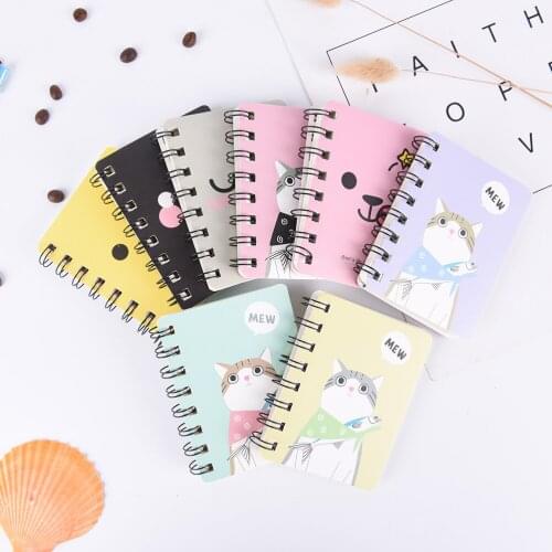 1Pcs 80 Pages Notebook Cute Kawaii Cat Rabbit Notebook Cartoon Panda Bear Coil Journal Diary Korean Stationery