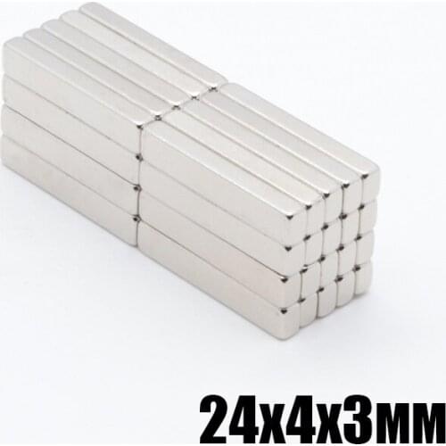 100pcs 24x4x3 mm New Magnets powerfull Strong Square magnet 24x4x3 mm NdFeB Rare Earth block Magnet Neodymium 24x4x3 mm magnet