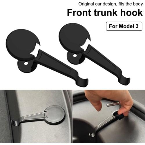 2pcs Front Trunk Hook Grocery Bag Holder ABS Plastic Frunk Bolt Cover Holding Clips for Tesla Model 3 2021 Accessories with Tool