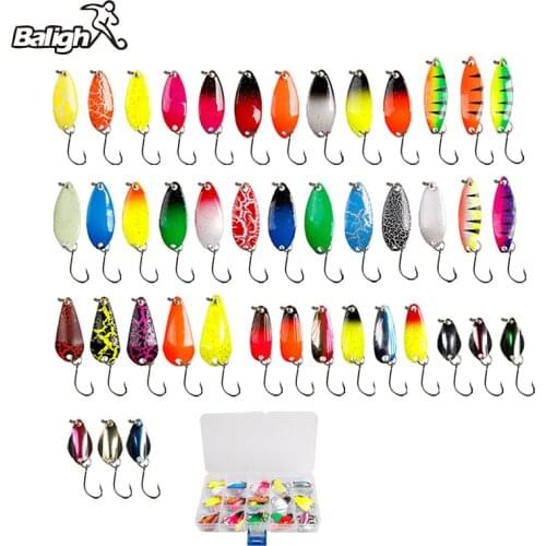 43Pcs/Set Spoon Lure Set Metal Bait 2.3g 2.5g 2.7g 3g 3.5g Mixed Colors Pesca Freshwater Fishing Isca Artificial Lake Fishing