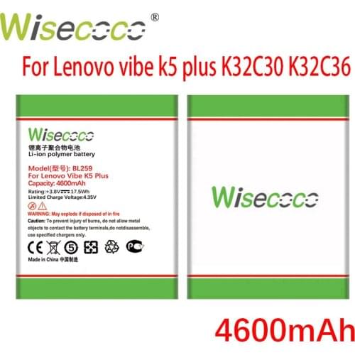 WISECOCO 4600mAh BL259 Battery For Lenovo vibe k5 plus K32C30 K32C36 Smart Phone Battery+Tracking Number